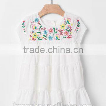 Summer Embroidery Child Clothes Pretty Floral Print Baby Girl Dress HSD5038 photo-2