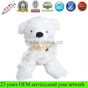 Winter White Puppy Stuffed Plush Animal Winter Hat Paws One Size