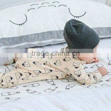 Wholesale new born snap buttons small house printed cotton jumpsuit