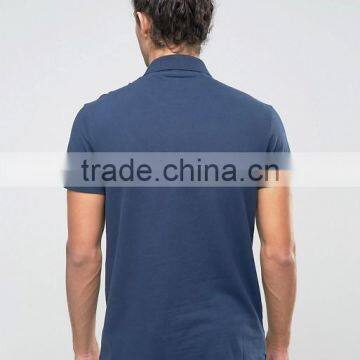 High Quality Custom Short Sleeve Button Placket Navy Men's 100% Polyester 200gsm Casual Slim Fit Plain Solid Polo Tshirt photo-2