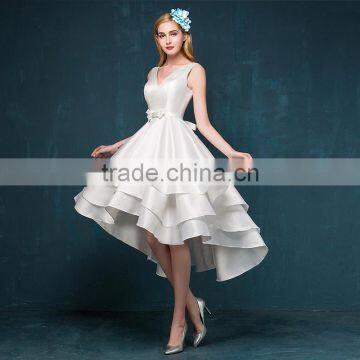 MGOO Custom Made Evening Dinner Dress Short White Satin Elegant Dress Latest Design Prom Layers Dress 2256 photo-3