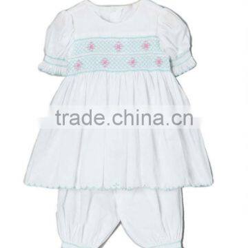 Baby Girl Blue & Pink Scalloped Dress & Bloomers