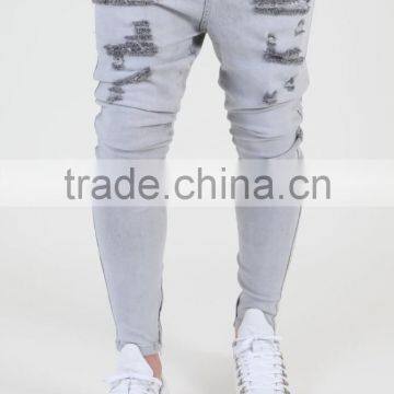 Mens Jeans Grey Good Stretch Denim Skinny Jeans Top Design Denim Jeans Long Pants photo-2