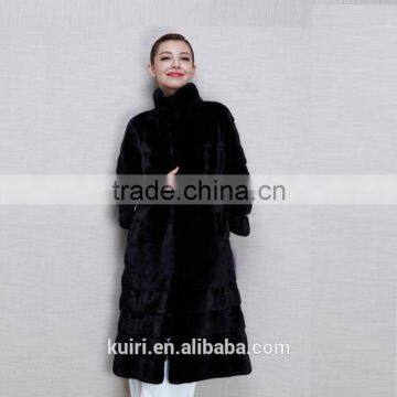Europe Style Plus Size Woman Mink Fur Black Long Coat Luxurious Ladies Outdoor Overcoat photo-3