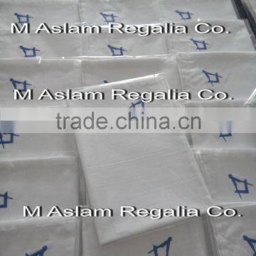 Blue Square & Compass100% White Cotton Masonic Handkerchief