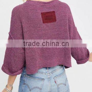 Runwaylover 127 New Style 2017 Ladies Deep V-Neck Loose Knitted T-Shirts photo-2