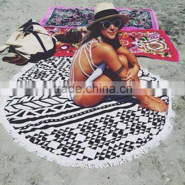 Walson Wholesale Drop Shipping Printed Microfiber Fabric Round Beach Towel With Tassels photo-3