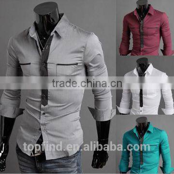 Competitive price customise 2016 new pattern long sleeve slim fit shirt for men