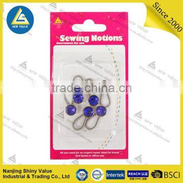 Hot Selling on Amazon 5 Pack Metal Button Shirt Extenders With Spring With Blue Diamond Studded photo-6