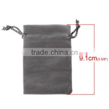 Velvet Jewelry Bags Drawstring Rectangle Gray 91x67mm photo-2