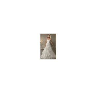 Fashion Button up Closure A - Line Sweetheart Wedding Dress Silhouettes with Beadings