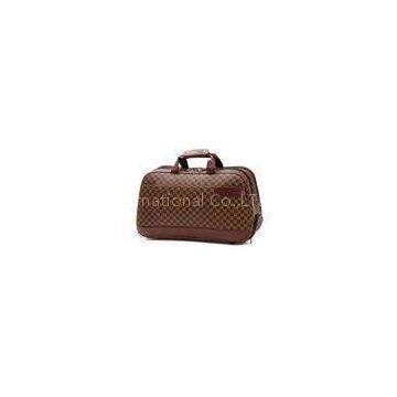 Large Travelling Luggage Bags with Tie Rod Hand Double Use , Brown PU Leather Trolley Bags