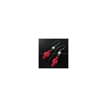 natural coral earring