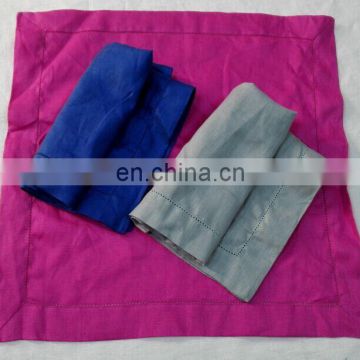 wholesale high quality pure linen dinner napkins with hemstitch in many colors