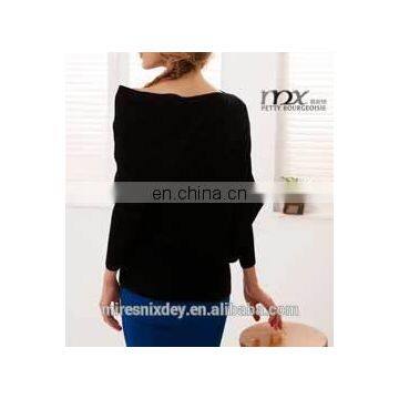 2014 autumn&winter new designi irregular slim fashion kniting black women sweater