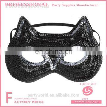 Black Sequin Cat Mask for carnival party