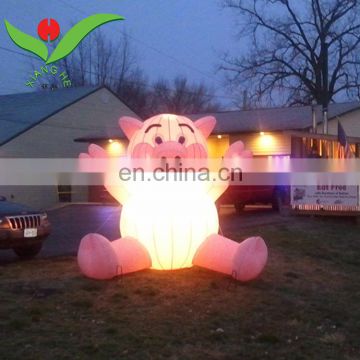 Led light giant pig cartoon inflatable yard decorations