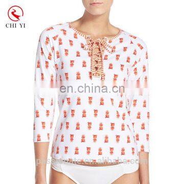 custom made sublimated long sleeve upf 50 women spandex lycra rash guard