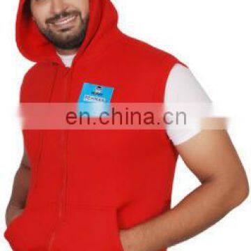 Red sleeveless zipper hoodie