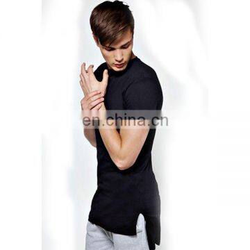 2016 New Plain Slim Fit Longline T Shirt With Stepped Hem Long Lin t Shirt Men photo-4