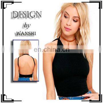 Wholesale Summer Ladies Tank Tops Got Your Back Black Halter Crop Top