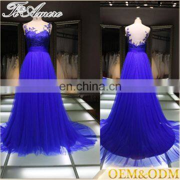 China supplier night ball gown evening dress with embroidered breast flower