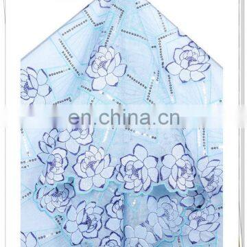 2016 high-quality flower organza lace with sequins