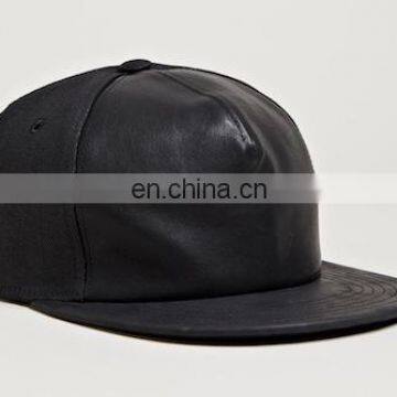 leather snapback caps - fashion black leather bill snapback caps - Leather custom snake skin brim snapback cap -