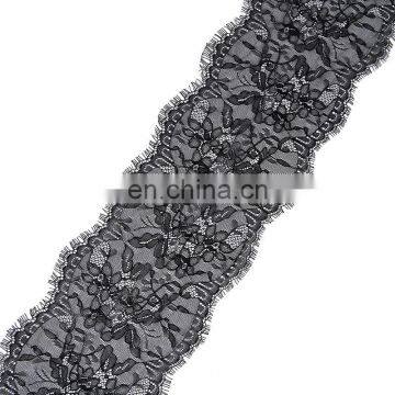 3Y/Roll Exquisite 18cm White Black Eyelash Lace Trim For Wedding Dress