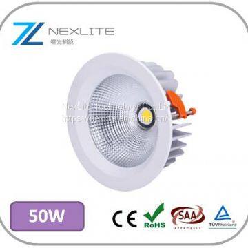 50w COB led shop lights 100lm/w cutout 208mm cree lifud driver 5 years warranty led downlights