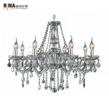 2018 Hot Sale Grey Glass Crystal Chandeliers for Home and Hotel Indoor Lighting