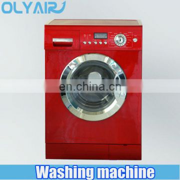 Fully automatic washing machine front loading LED display red cabinet with chrome door 9kg