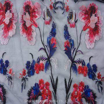 Pakistani Black Tulle Lace 3d Sarees Border Embroidery Designs Fabric photo-3