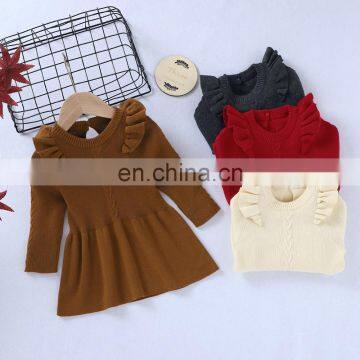 Winter Baby Girl Knitted Dress Warm Autumn Toddler Girls Ruffled Sleeve Sweater Dress Clothing Outfits Christmas Dresses