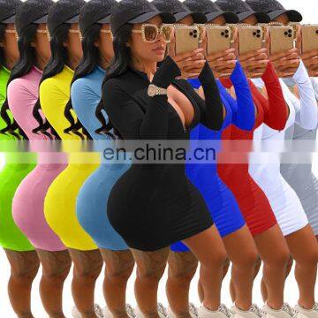 Plus Size Long Sleeve Sexy Bodycon Girls' Dresses Casual Sport Fall Short Mini Dress Women Dresses Women Casual Dresses photo-7