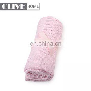 Low Price Cotton Knit Baby Air-conditioner Soft Knitted Throw Muslin Swaddle Blankets Bamboo Blanket for Kids photo-3