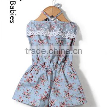 Wholesale bulk kids clothing 2016 baby off shoulder floral printed jumpsuit