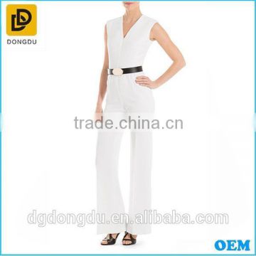 Overall sleeveless V-neck Jumpsuits with belt