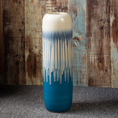 Dining Room Showroom Indoor Outdoor Home Hotel Blue Ceramic Floor Vase Decor