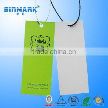 High effect customized brand name/logo garment paper hang tags with ribbon string