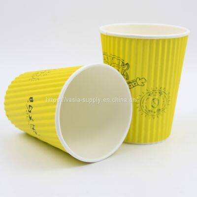 Design printing ripple wall paper coffee cup pe coated kraft packaging