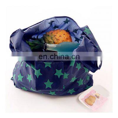 Stripe Foldable Green Shopping Bag Large Nylon Bags Thick Bag Foldable Waterproof Shoulder Handbag Eco-Friendly Reusable photo-4