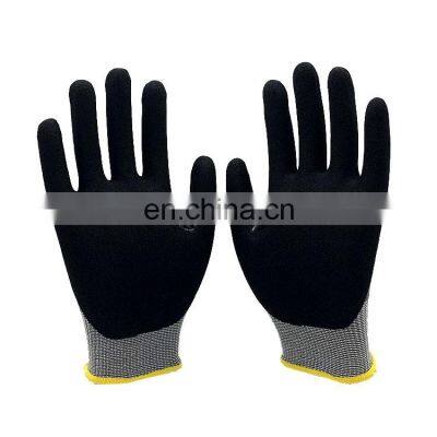 18Gauge Cut Level 3 Abrasion Resistant Gloves With Reinforced Thumb Crotch Sandy Nitrile Finished Palm For Cable Handling Work
