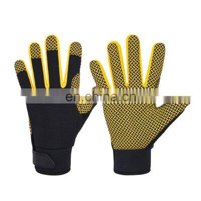 HANDLANDY Breathable Flexible Yellow Silicone Coating Anti-slip Mechanic Outdoor Gloves Mens Work Gloves Construction Grip