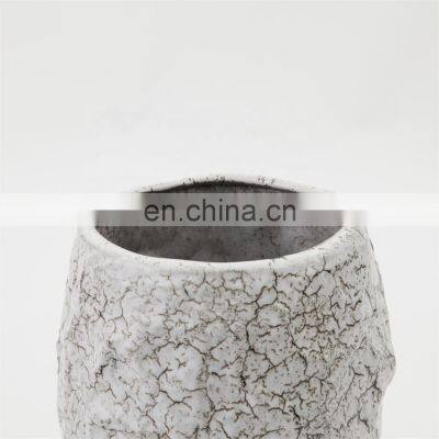 New Product Modern White Round Crack Ceramic Flower Vast for Home photo-4