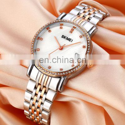 Wholesale OEM Top Brand name ladies watch Skmei 1830 Stainless Steel Strap Diamond Luxury Women Watches