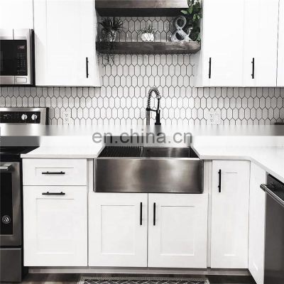 Modern White High Gloss Kitchen Cabinet With Island Design 2021 New