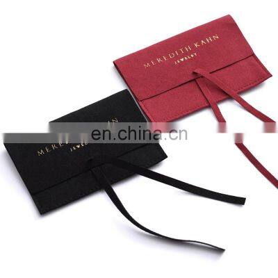 PandaSew 12*10cm Custom Logo Gold Deboss Print Microfiber Envelope Jewelry Pouch photo-3