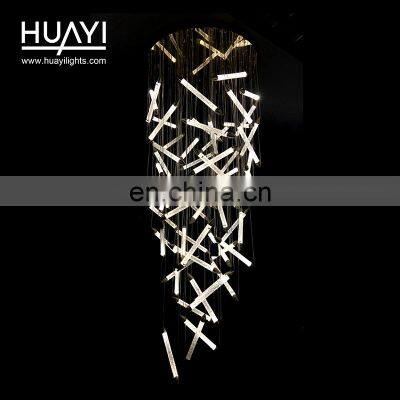 Customized luxury lobby banquet hall hanging lights non-standard decorative LED hanging lights crack pattern glass chandeliers