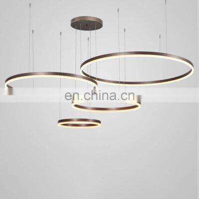 Dimmable Dining Room Single Ring Huge Round Gold Modern Circle Shaped Led Hanging Lamp Pendant Light For Living Room